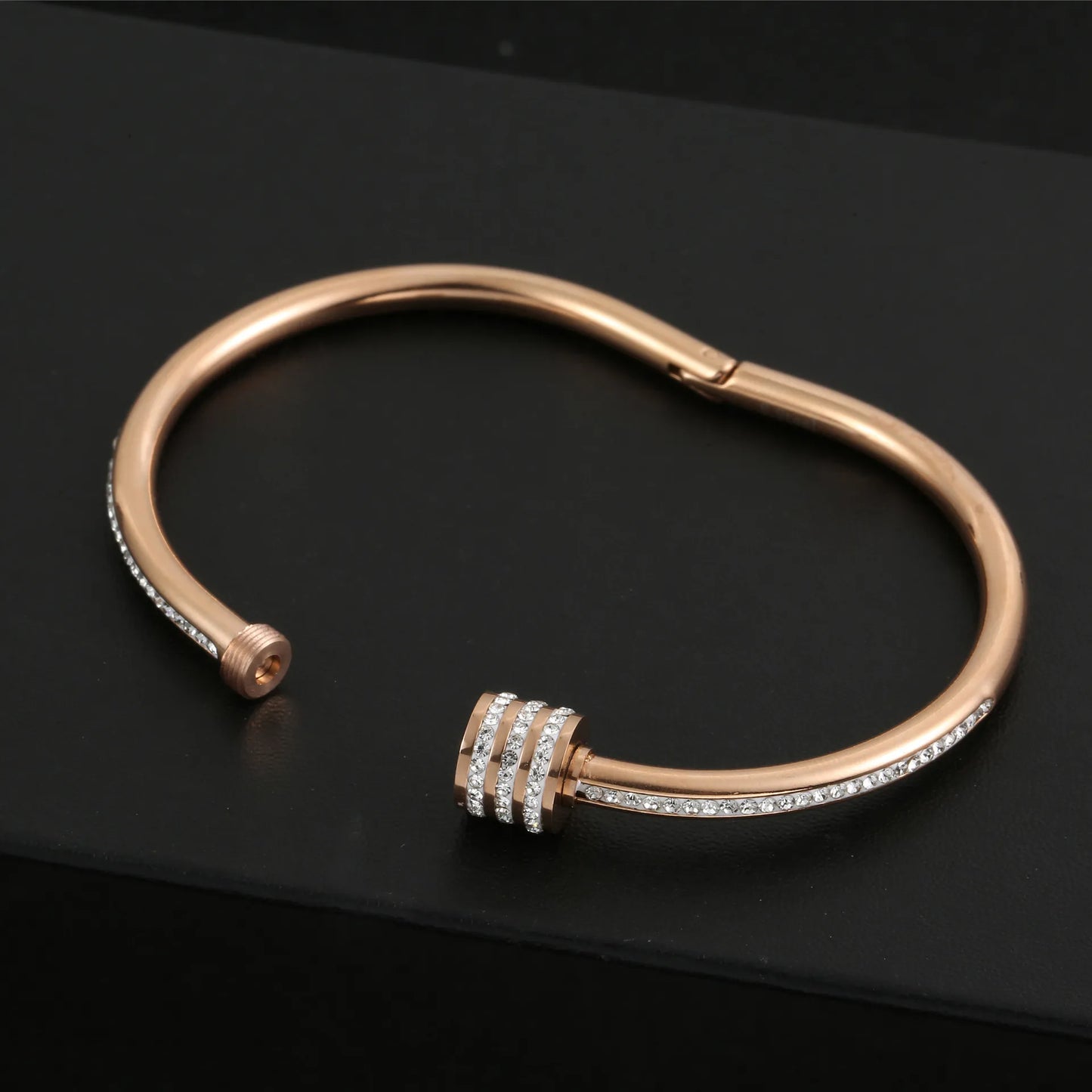 Diamond-Studded Titanium Steel Bracelet