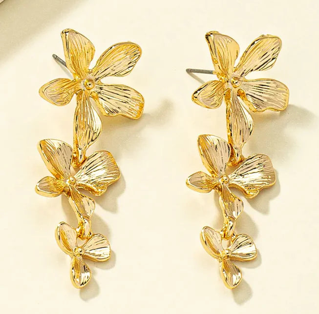 Exaggerated Flower Long Stud Earrings