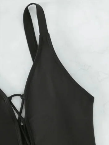 Women's Drawstring Hollow One-Piece Swimsuit
