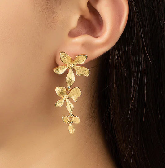 Exaggerated Flower Long Stud Earrings
