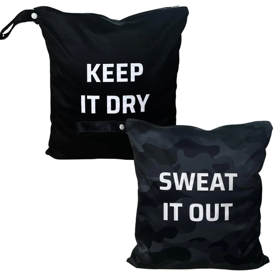 2-Pack Premium Wet Bags for Sports – Waterproof & Watertight Leak-Proof Odor-Proof Machine Washable for Sweaty Clothes Gym Clothes Wet Swimsuits – Ideal for Sports Hot Yoga Pool and Travel