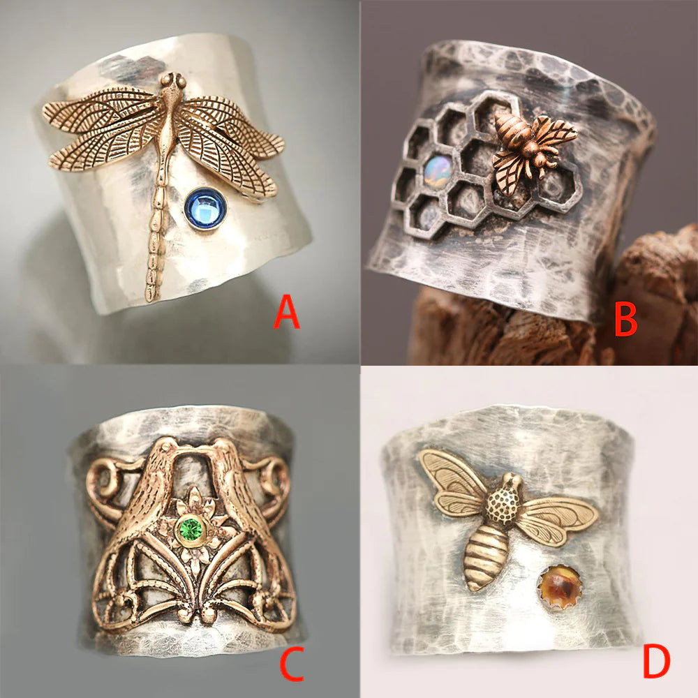 Gold Carved Dragonfly Ring